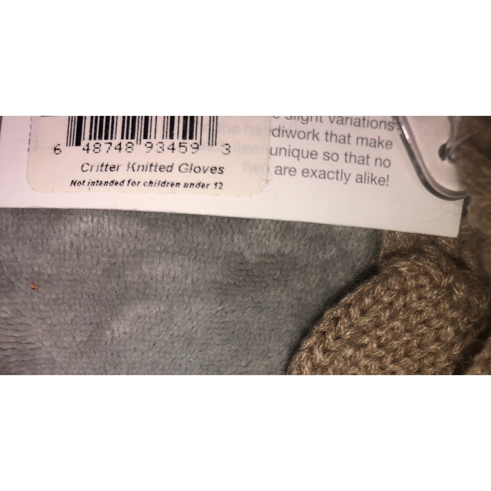 Capelli New York Critter Mittens Bear Big Kid Women Beige White Hand Knitted NWT - Picture 4 of 4